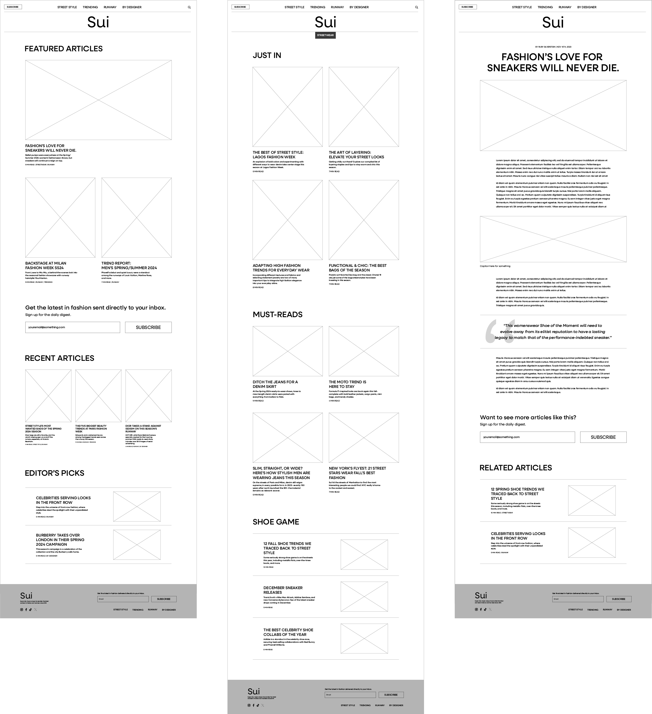 desktop layout wireframes