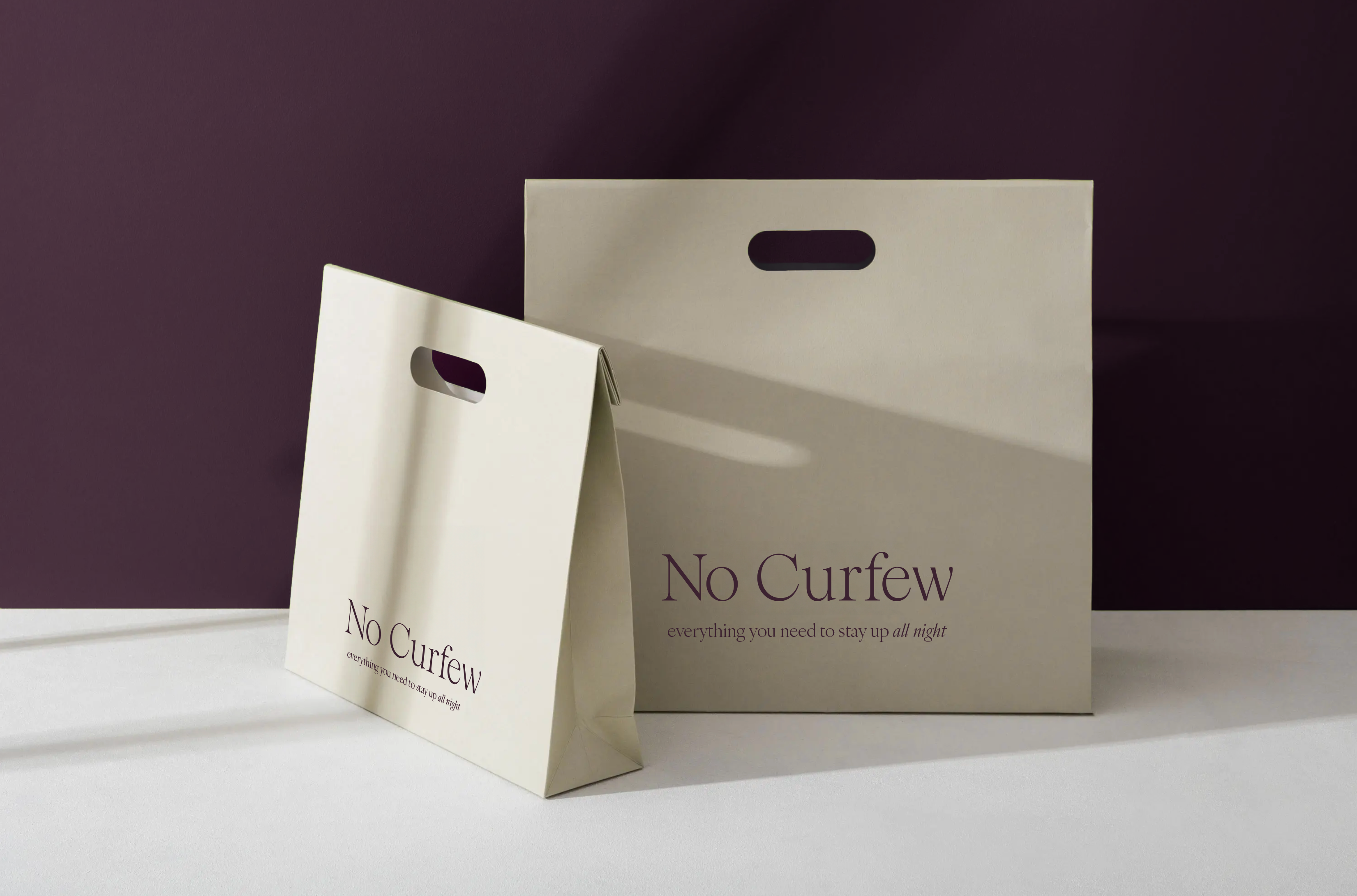 take out bag with No Curfew logo on it