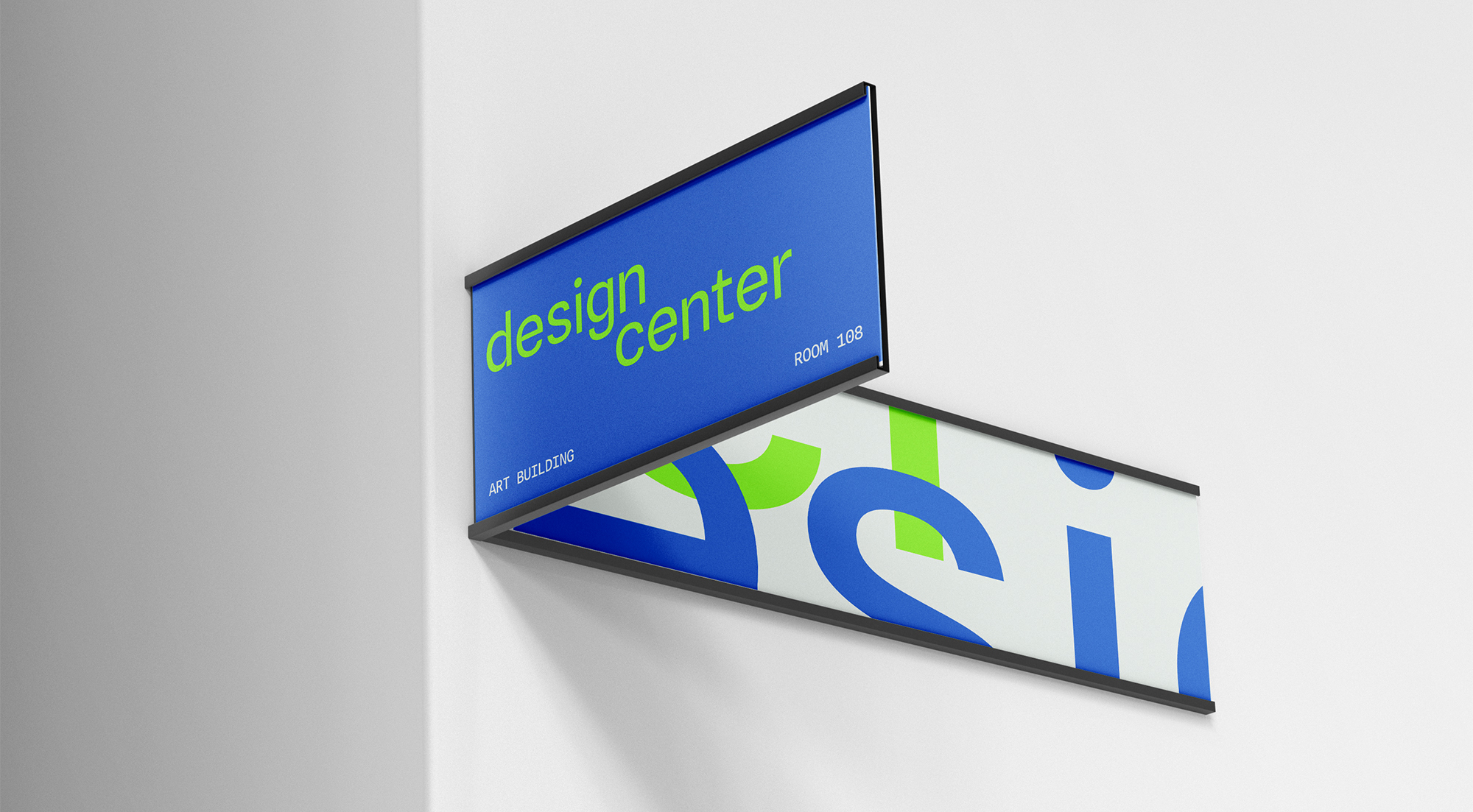 sign outside of design center classroom on wall.