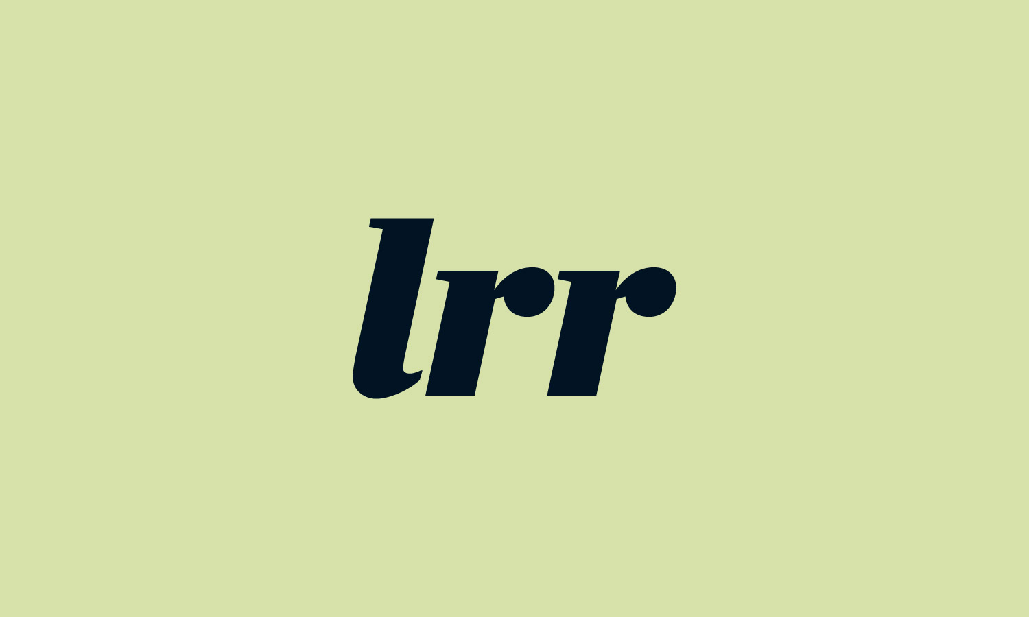 lrr logotype in navy blue over light green background